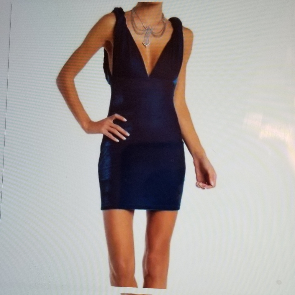 L'Atiste Teal Velvet Bodycon Mini Dress Sz…